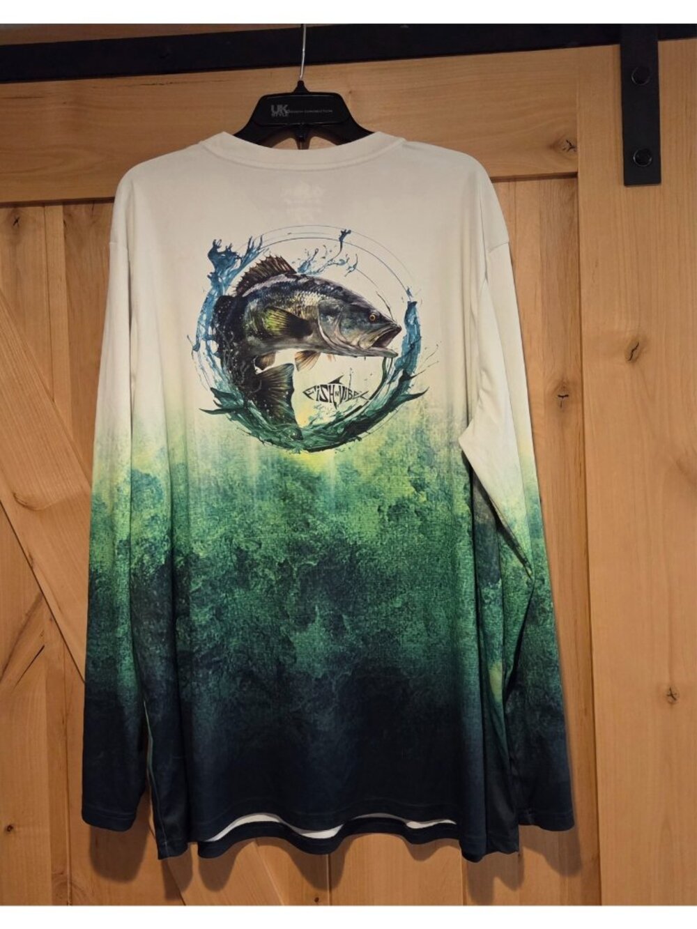 Fish N Vibe Mens XXL Performance Fishing Shirt Long Sleeve UPF 30 Green Ombré